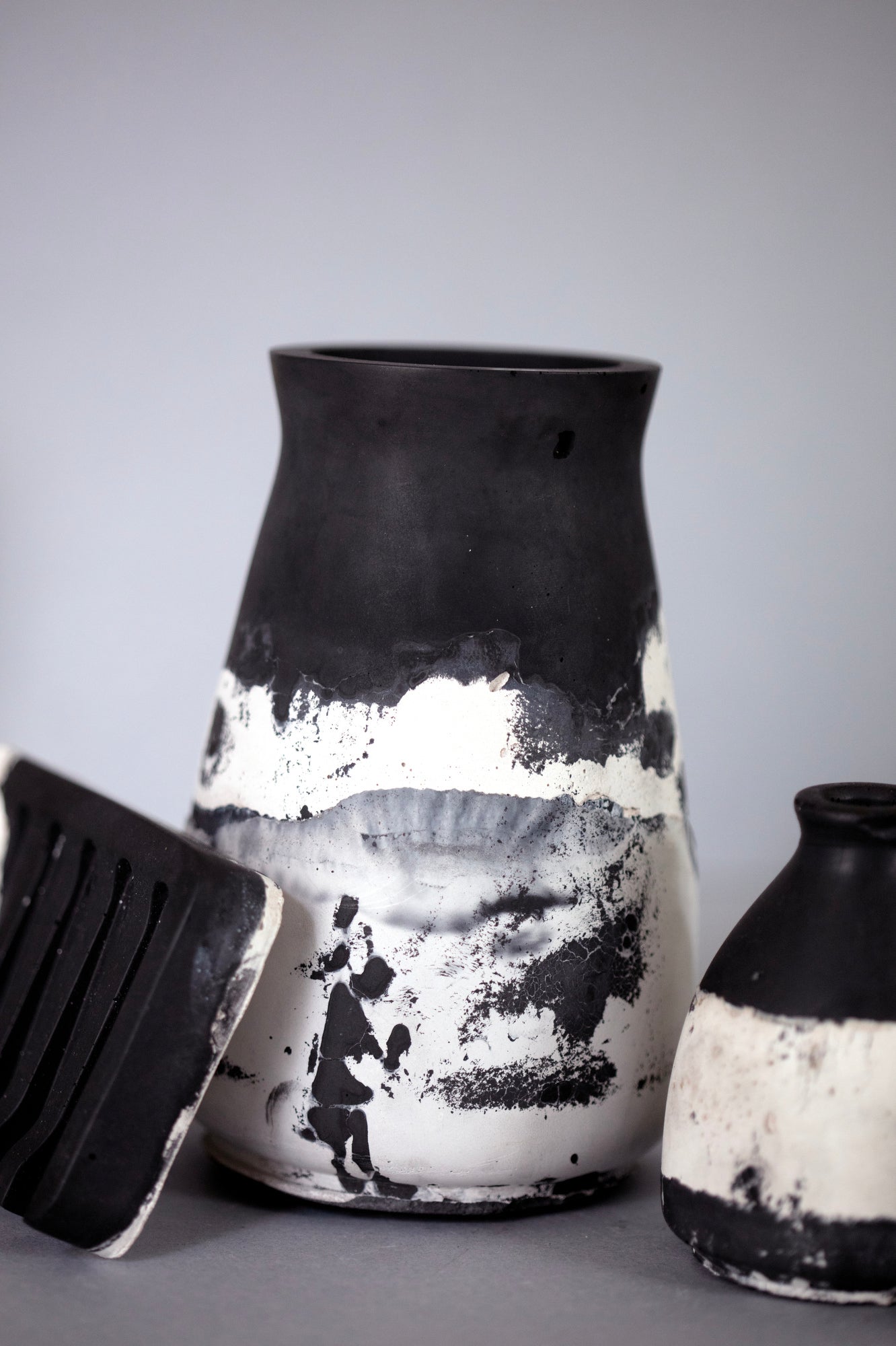 Black and White Crackle Vase