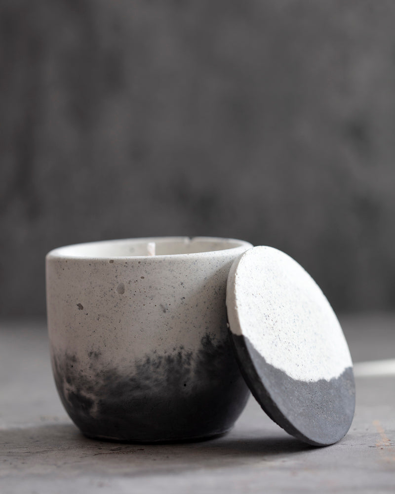 Stone | 8 oz. Curved Candle Pot with Lid